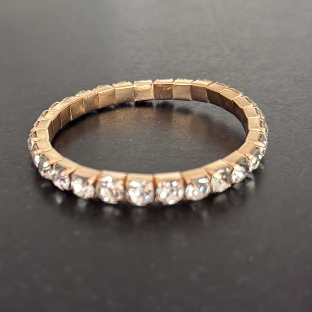 4 Gold Tone Bracelet Set with Crystals – Cuff, Tennis, Chain, Stretch - Picture 4 of 10